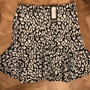New with tags, black and white leopard print skirt